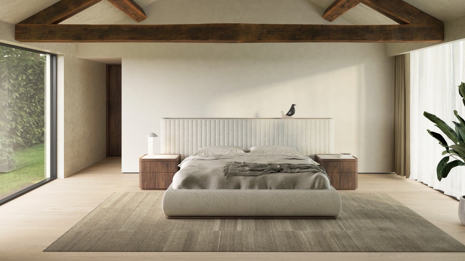 Illustrated in light natural Walnut 500 / Idol fabric ID002 / Caesarstone Quartz Bianco Drift 831 Illustrated in light natural Walnut 500 / Idol fabric ID002 / Caesarstone Quartz Bianco Drift 831