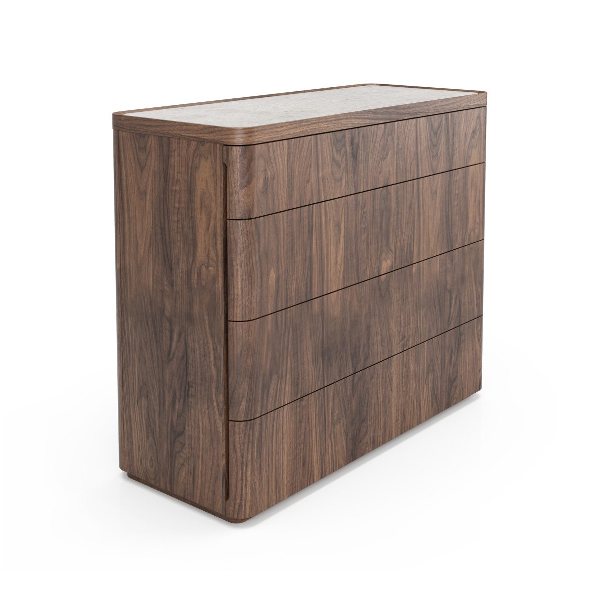 Illustrated in light natural Walnut 500 / Caesarstone Quartz Bianco Drift 831