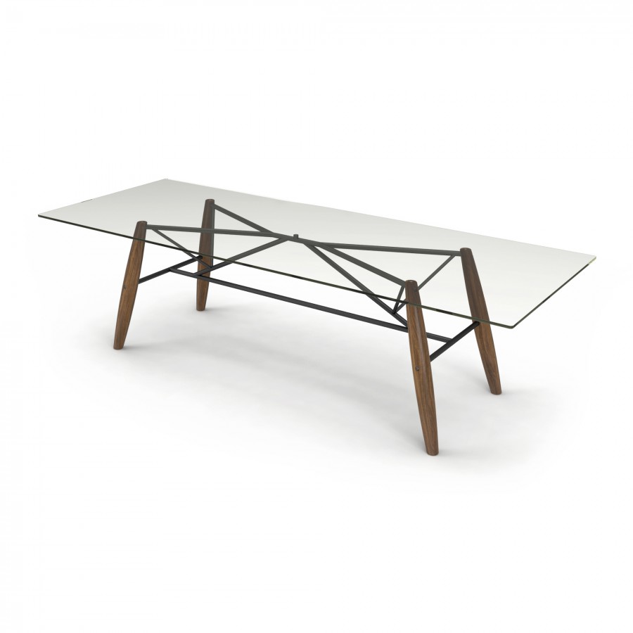 108" Dining Table - Wood & Glass