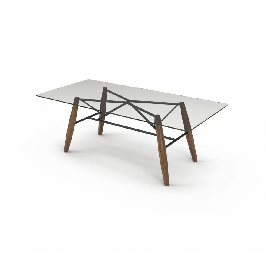 84" Dining Table - Wood & Glass