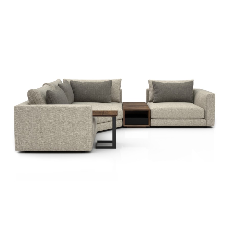 Illustrated in Melange fabric ME007 & ME070 / Light natural walnut 500 / Lacquer black 324 Illustrated in Melange fabric ME007 & ME070 / Light natural walnut 500 / Lacquer black 324