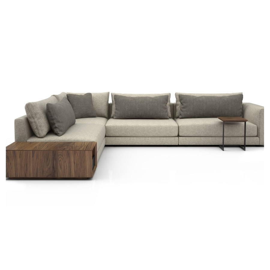 Illustrated in Melange fabric ME007 & ME070 / Light natural walnut 500 / Lacquer black 324 Illustrated in Melange fabric ME007 & ME070 / Light natural walnut 500 / Lacquer black 324