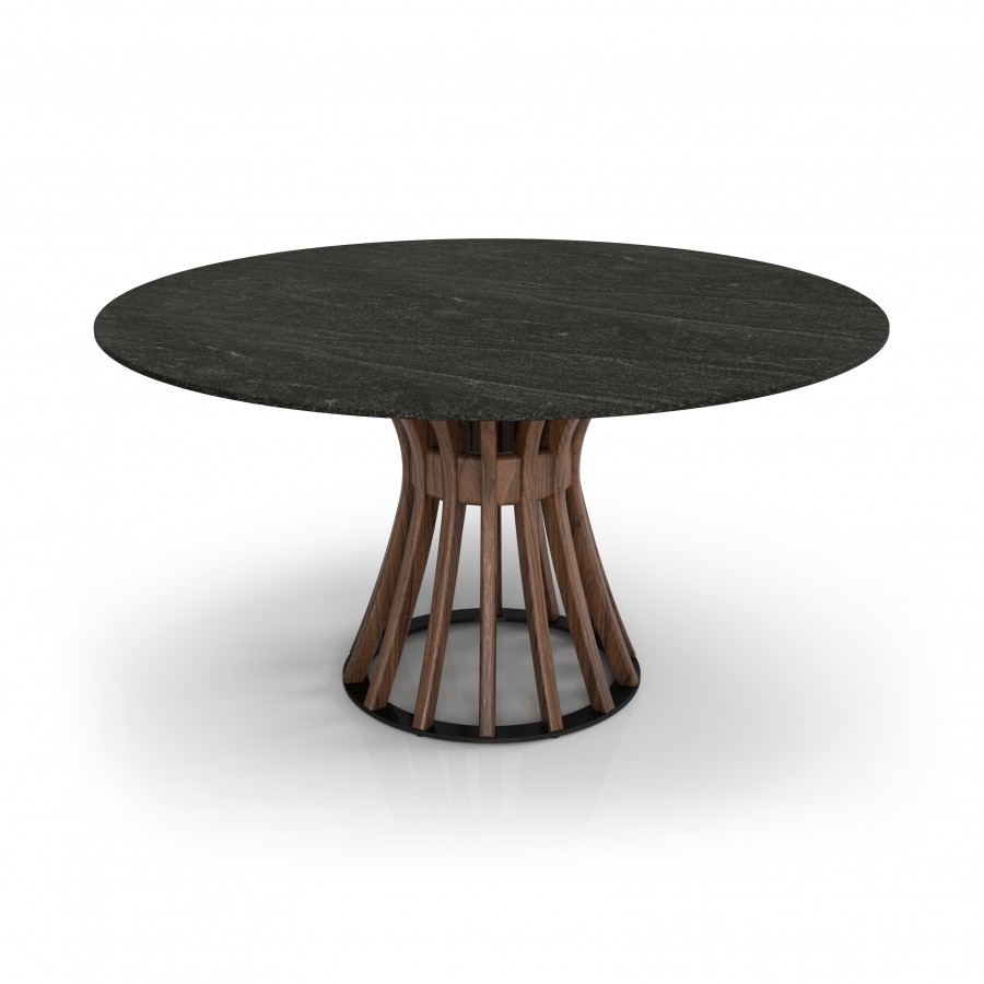 60'' Dining Table - Wood & Natural Stone