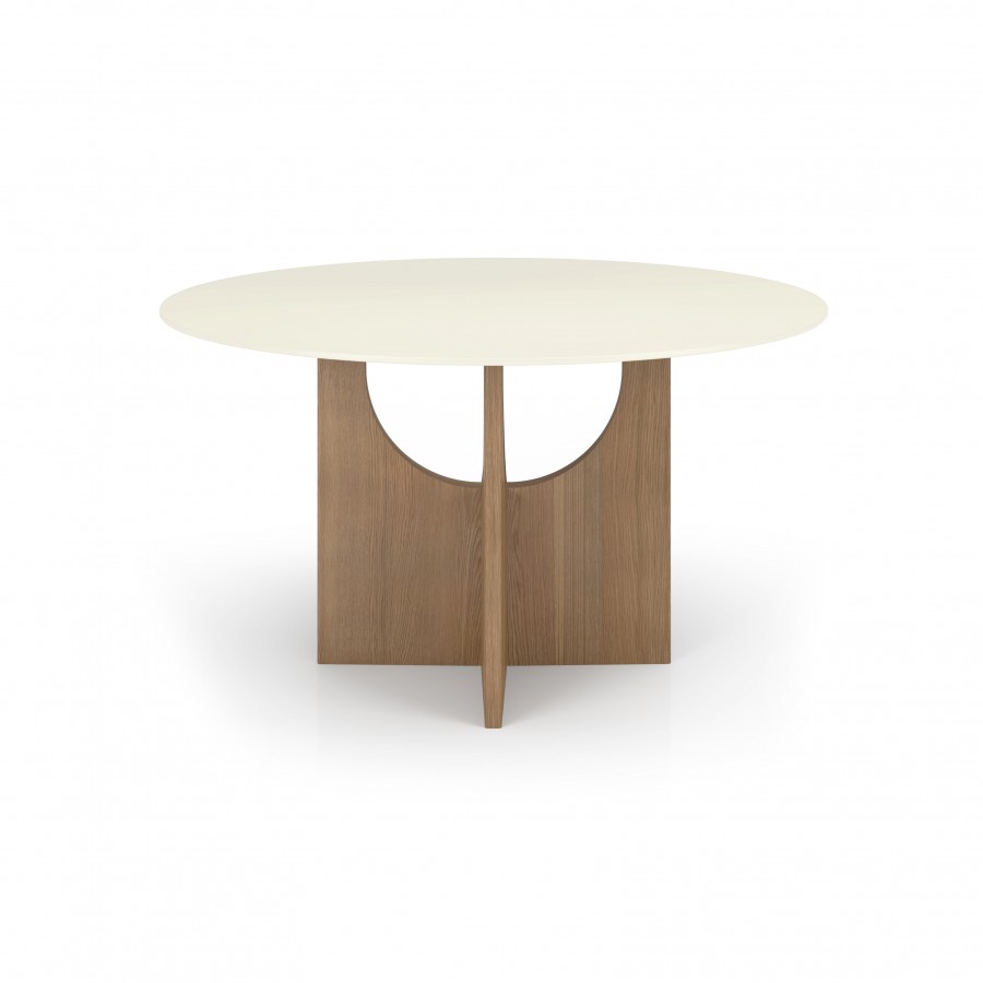 Modern dining table kobe in wood & acid etched lacquered glass with matching chairs