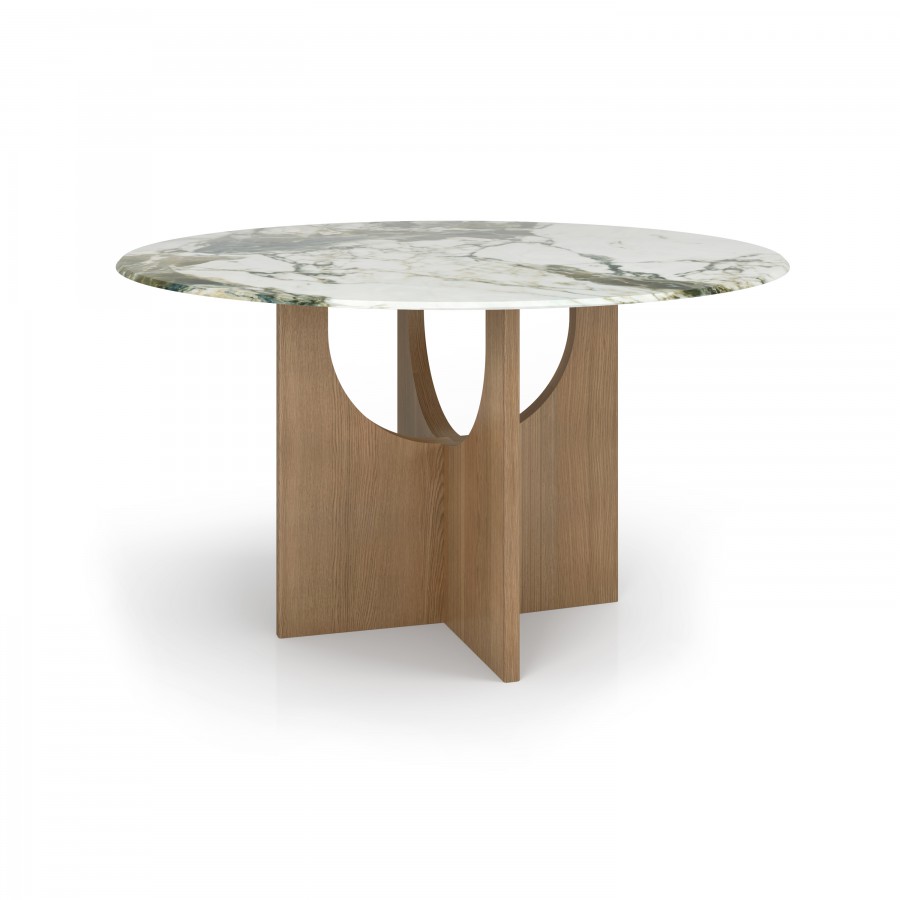 54" Dining Table - Wood & Printed Glass