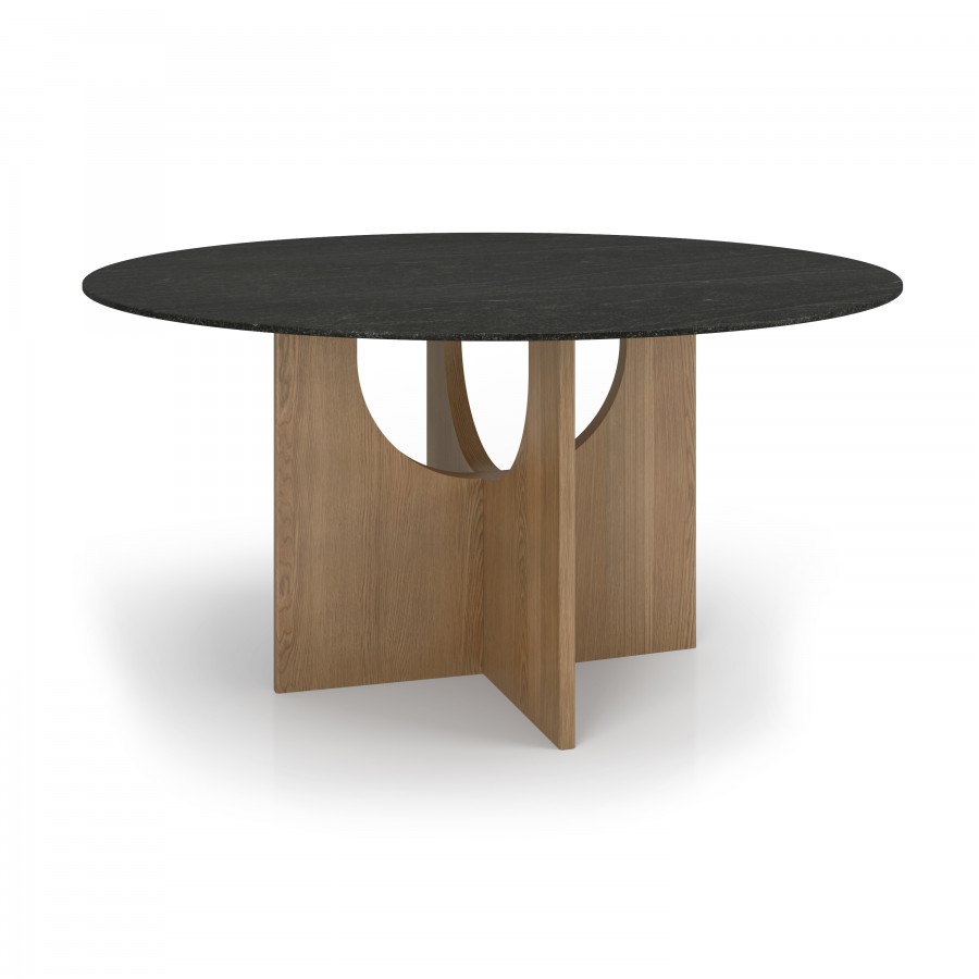 60'' Dining Table - Wood & Natural Stone