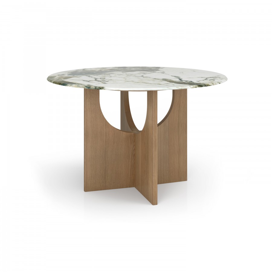 48" Dining Table - Wood & Printed Glass