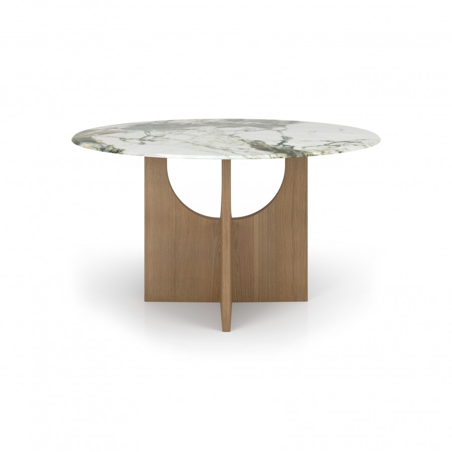 54" Dining Table - Wood & Printed Glass