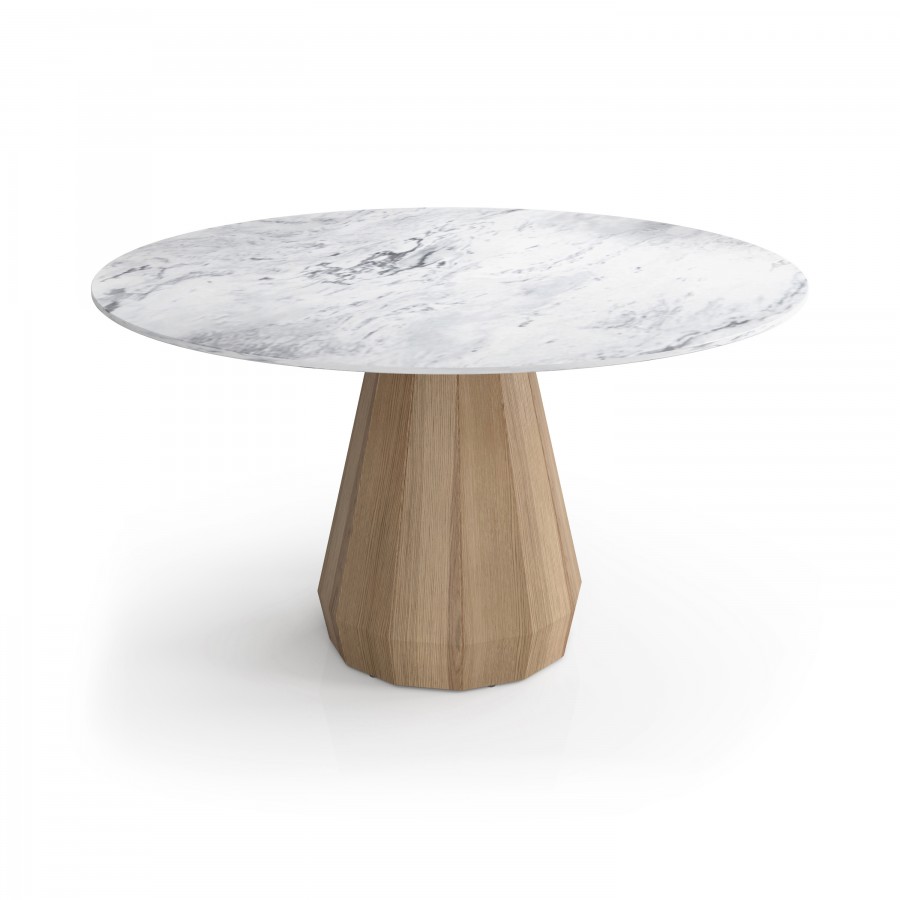 Modern dining table Memento in wood and natural stone with matching chairs