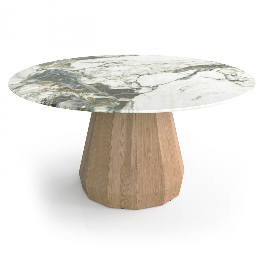 Modern dining table memento in wood & printed glass with matching chairs