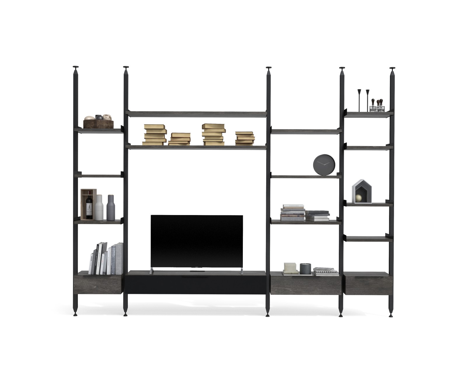 Modular shelves with TV stand